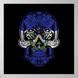 Flagge El Salvador: Skull und Rose Poster