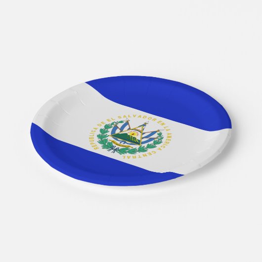 Flagge El Salvadors Pappteller (Schrägansicht)