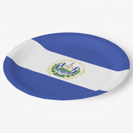 Flagge El Salvadors Pappteller (Schrägansicht)