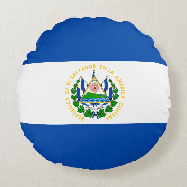 Flagge El Salvadors Rundes Kissen (Vorderseite)