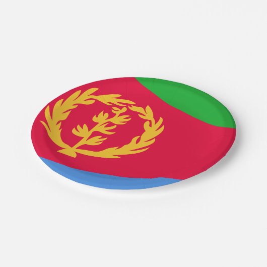 Flagge Eritrea Pappteller (Schrägansicht)