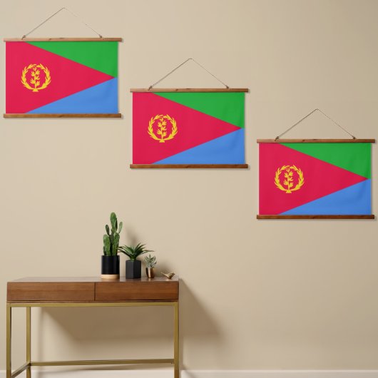 Flagge Eritrea Wandteppich Mit Holzrahmen (Asymmetrisch)