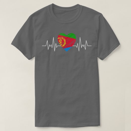 Flagge Eritreas mit Herzschlag als Grunge Eritreer T-Shirt (Design vorne)