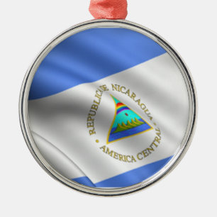 Flagge erstklassiger runder Verzierung Nicaraguas Silbernes Ornament