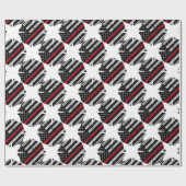 Flagge-Feuerwehrmann-Kreuz-dünne rote Linie Geschenkpapier (Flach)