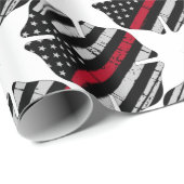 Flagge-Feuerwehrmann-Kreuz-dünne rote Linie Geschenkpapier (Rolleneckpunkt)