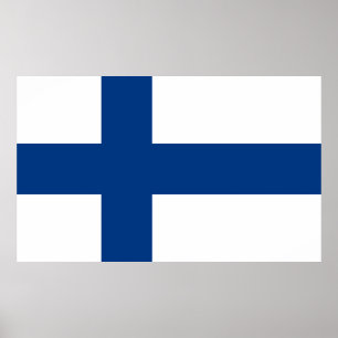 Flagge Finnlands Blaues Kreuz Suomi Poster