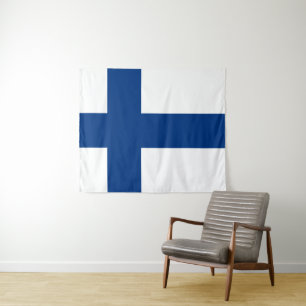 Flagge Finnlands Blaues Kreuz Suomi Wandteppich