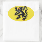 Flagge Flanderns (Belgien) Ovaler Aufkleber (Tasche)