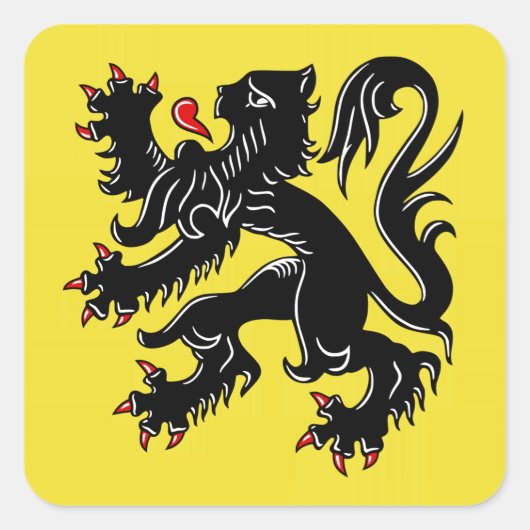 Flagge Flanderns (Belgien) Quadratischer Aufkleber (Vorderseite)