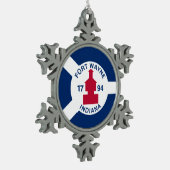 Flagge Fort Wayne, Indiana Schneeflocken Zinn-Ornament (Links)