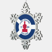 Flagge Fort Wayne, Indiana Schneeflocken Zinn-Ornament (Rechts)