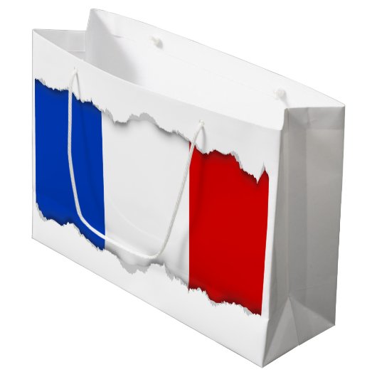 Flagge Frankreichs Große Geschenktüte (Vorderseite Schrägansicht)