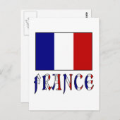 Flagge Frankreichs mit farbigem Namen Postkarte (Vorne/Hinten)