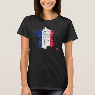 Flagge Frankreichs mit französischer Karte bedräng T-Shirt