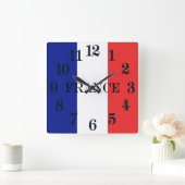 Flagge Frankreichs Tricolore Quadratische Wanduhr (Zuhause)