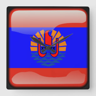 Flagge Französisch-Polynesiens Quadratische Wanduhr