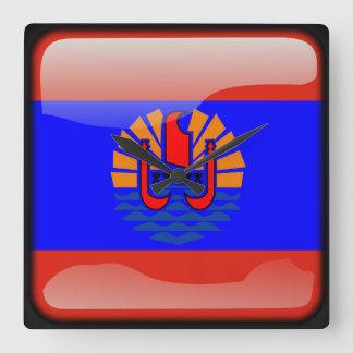 Flagge Französisch-Polynesiens Quadratische Wanduhr