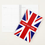 Flagge für Britische Union Planer<br><div class="desc">Custom British Union Jack Flag wöchentlich monatlich Wendelplaner. Personalisierte Wochenzeitschrift/Monatsagenda. Mit diesem patriotischen Template Design machen Sie Ihr eigenes lustiges Cover. Spaß Englisch Thema Geburtstag Geschenk Idee für Freunde,  Familie,  Mitarbeiter,  Chef,  Kollege,  Lehrer,  Lehrer,  Betriebsleiter etc. Büro Humor gibt ihm Geschenke. UK-Flagge von Großbritannien,  GB Großbritannien,  England.</div>