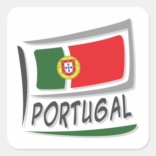 Flagge für Portugal Quadratischer Aufkleber (Vorderseite)