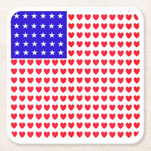 Flagge für Sterne und Herz Rechteckiger Pappuntersetzer (Vorderseite)