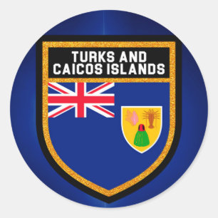 Flagge für Turks und Caicos Runder Aufkleber