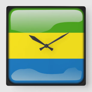 Flagge Gabuns Quadratische Wanduhr