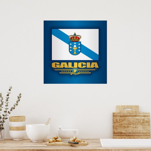 Flagge Galiciens Poster (Küche)