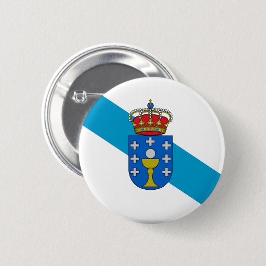 Flagge Galiziens (Spanien) Button (Vorne & Hinten)