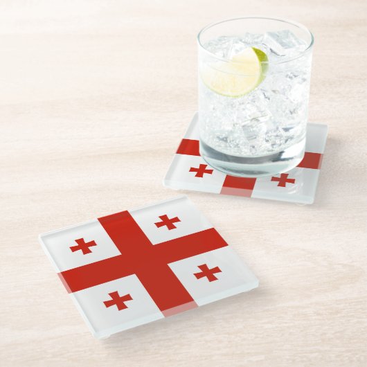 Flagge Georgiens Glasuntersetzer (Schrägansicht)