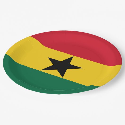Flagge Ghanas Pappteller (Schrägansicht)