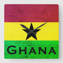 Flagge Ghanas (Westafrika) Quadratische Wanduhr