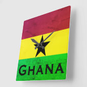 Flagge Ghanas (Westafrika) Quadratische Wanduhr (Winkel)