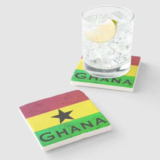 Flagge Ghanas (Westafrika) Steinuntersetzer (Seitenansicht)