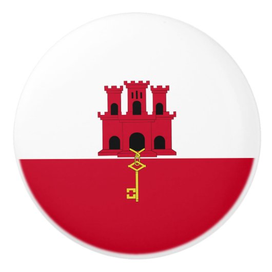 Flagge Gibraltars Keramikknauf (Vorderseite)