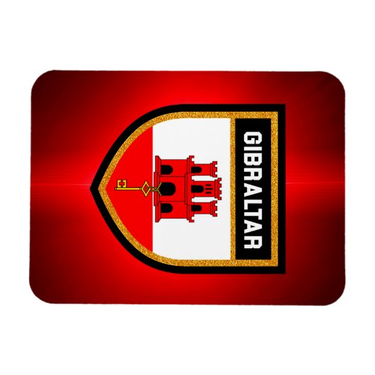 Flagge Gibraltars Magnet (Horizontal)