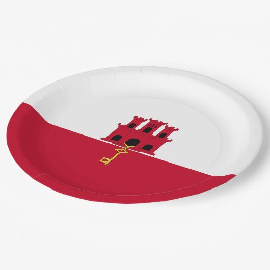 Flagge Gibraltars Pappteller (Schrägansicht)