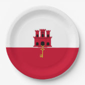 Flagge Gibraltars Pappteller (Vorderseite)