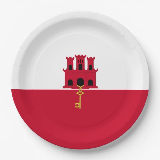 Flagge Gibraltars Pappteller (Vorderseite)