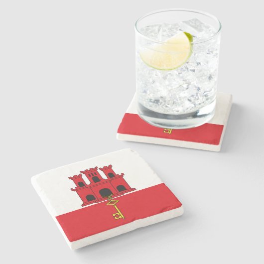 Flagge Gibraltars Steinuntersetzer (Seitenansicht)