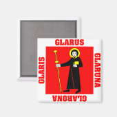 Flagge Glarus Schweiz Kanton Magnet (Vorderseite/Rückseite)