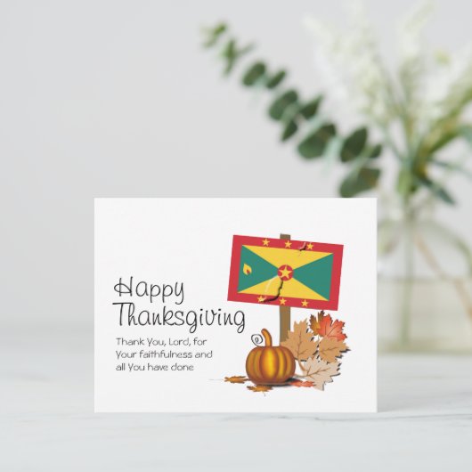 Flagge Grenadas | GRENADIAN-ERNTEDANK Postkarte (Stehend Vorderseite)