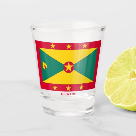 Flagge Grenadas Schnapsglas (Vorderseite)