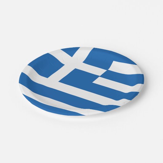 Flagge Griechenlands Pappteller (Schrägansicht)