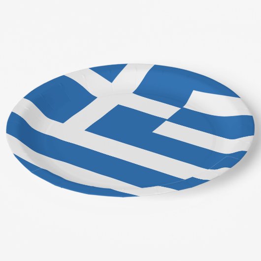 Flagge Griechenlands Pappteller (Schrägansicht)