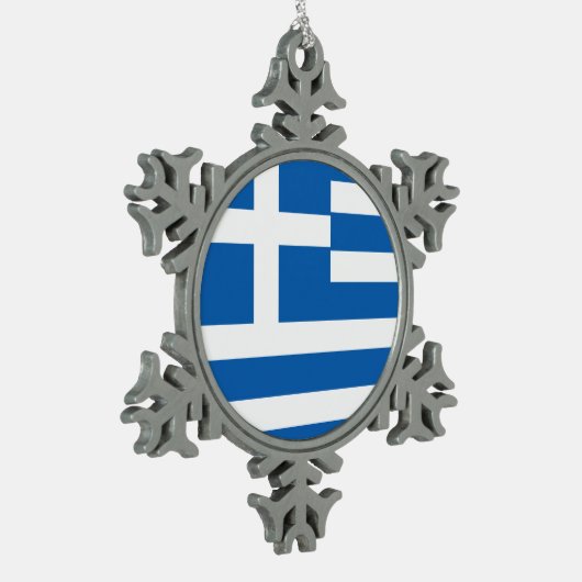 Flagge Griechenlands Schneeflocken Zinn-Ornament (Links)