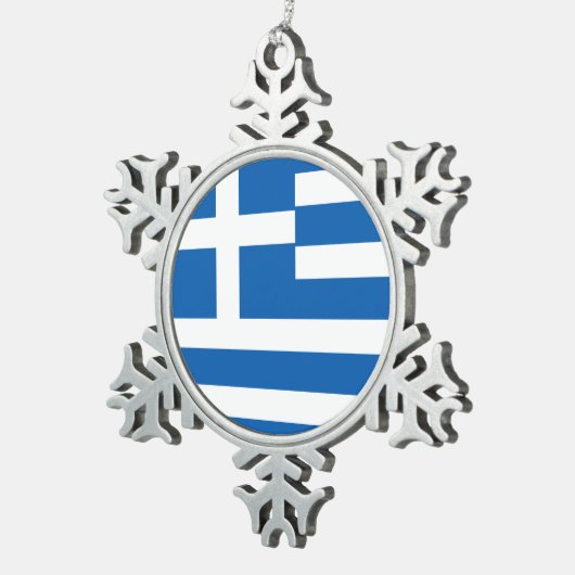 Flagge Griechenlands Schneeflocken Zinn-Ornament (Rechts)