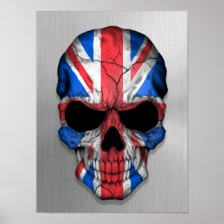 Flagge Großbritanniens auf einem Stahlschädel Poster