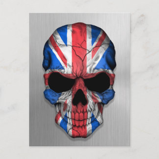 Flagge Großbritanniens auf einem Stahlschädel Postkarte