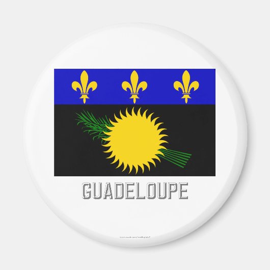 Flagge Guadeloupe mit Namen Magnet (Vorne)